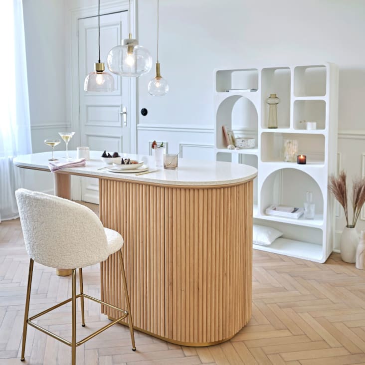 Kücheninsel mit 4 Türen und Arbeitsplatte aus weißem Terrazzo-Caldera ambiance-13