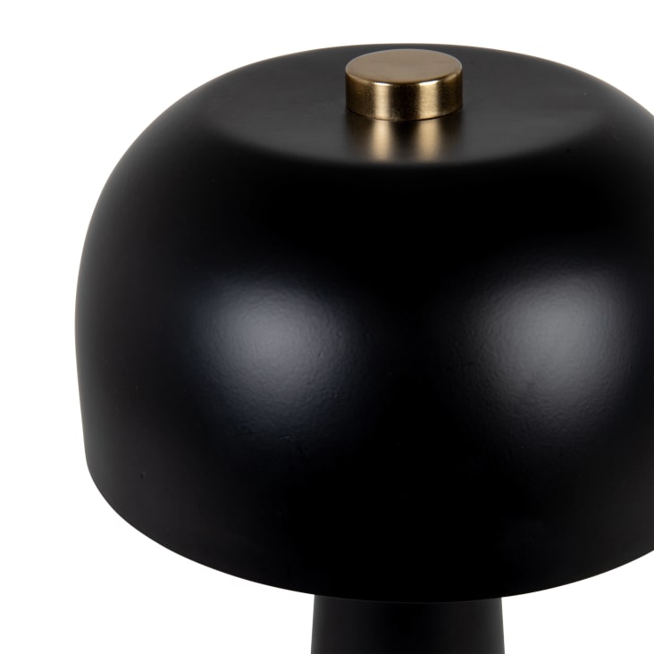 Lamp in vorm van paddenstoel uit zwart metaal-ZISA cropped-2