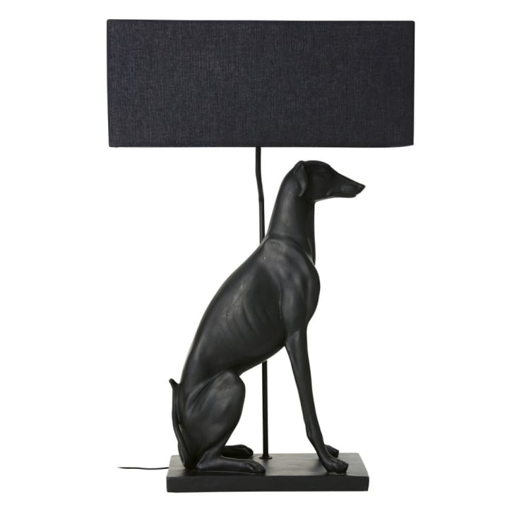 Lamp met zwarte hond en lampenkap-ARCHIE