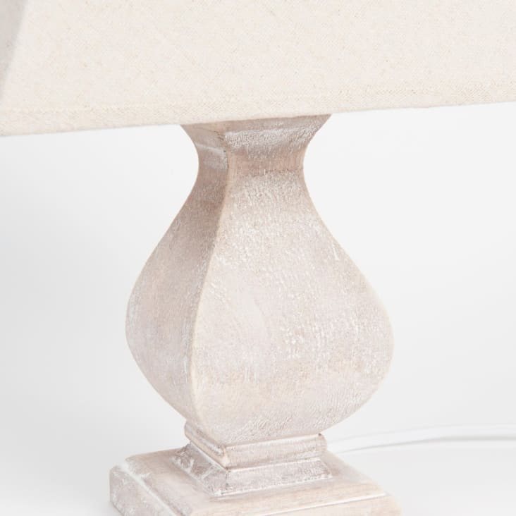Lamp van paulowniahout en linnenkleurige lampenkap-Emilia detail-3