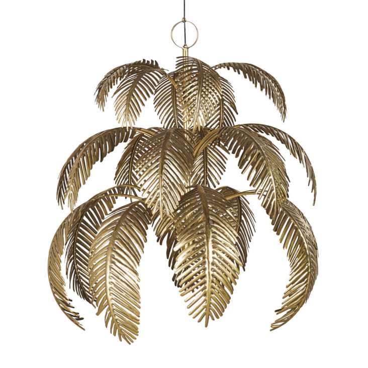 Lampada a sospensione in metallo dorato ritagliato a foglie di palma-VERONETTA