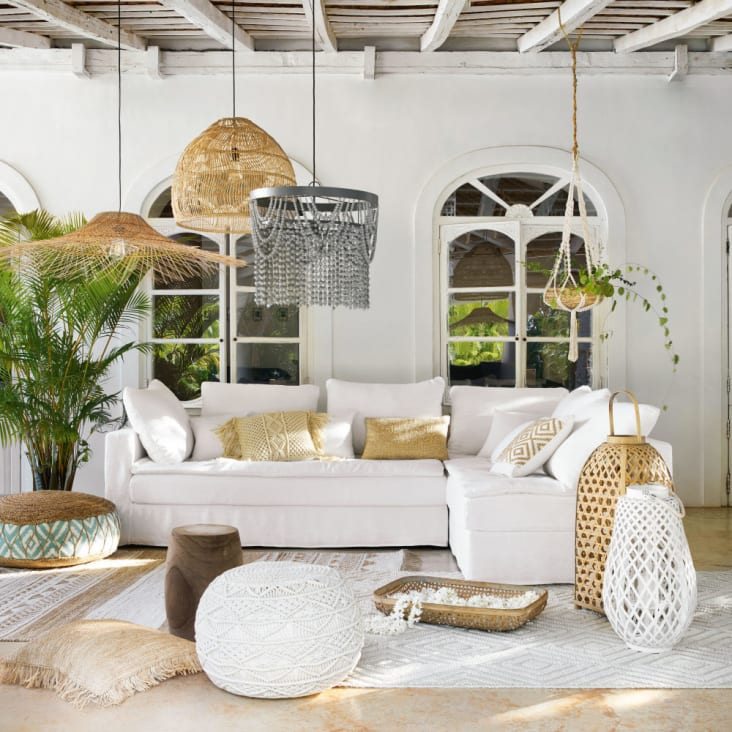 2 Paralumi In Rattan Intrecciato Stile Boho – Altezza 15 Cm, Con Anelli Adattatori, Per Lampade Da Terra/tavolo/soffitto