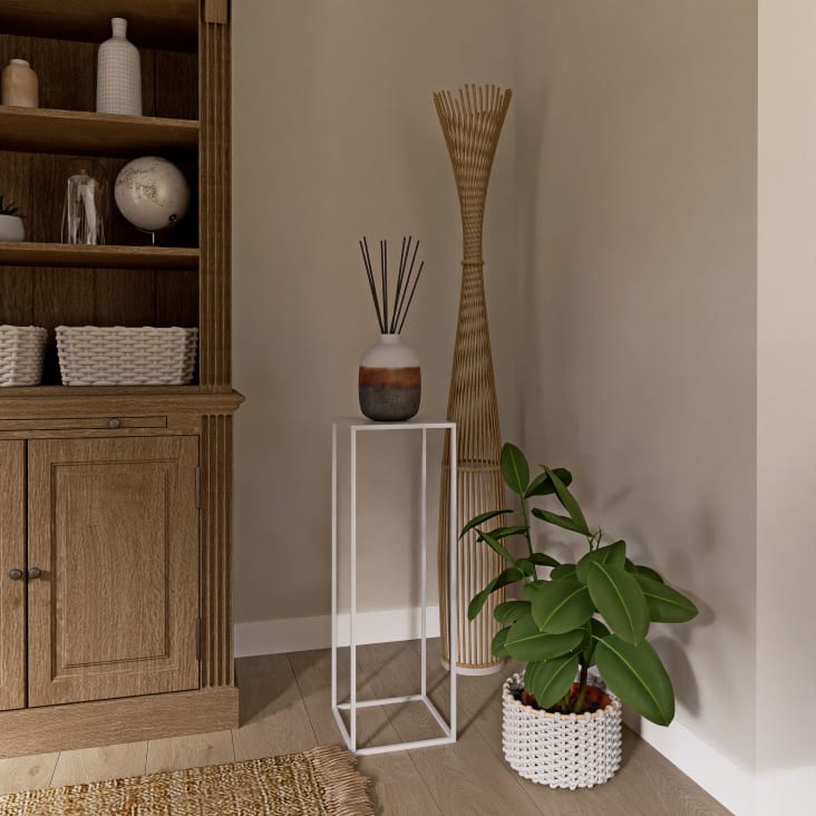 Lampada Da Terra Batumi In Bambù - Design Scandinavo, Altezza 55 Cm, Attacco E27, Senza Lampadina - Foto 2