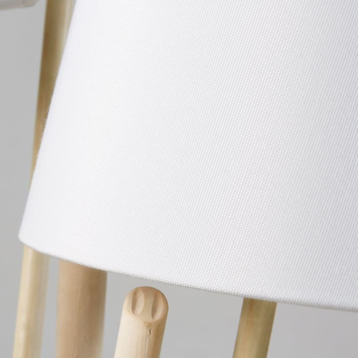 Lampada in legno fluitato con paralume bianco, h 159 cm-NIRVANA cropped-2