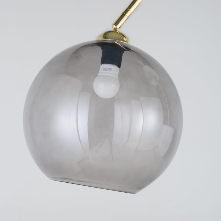 Lampadaire en métal doré et verre fumé H192 cm-Sphere cropped-3