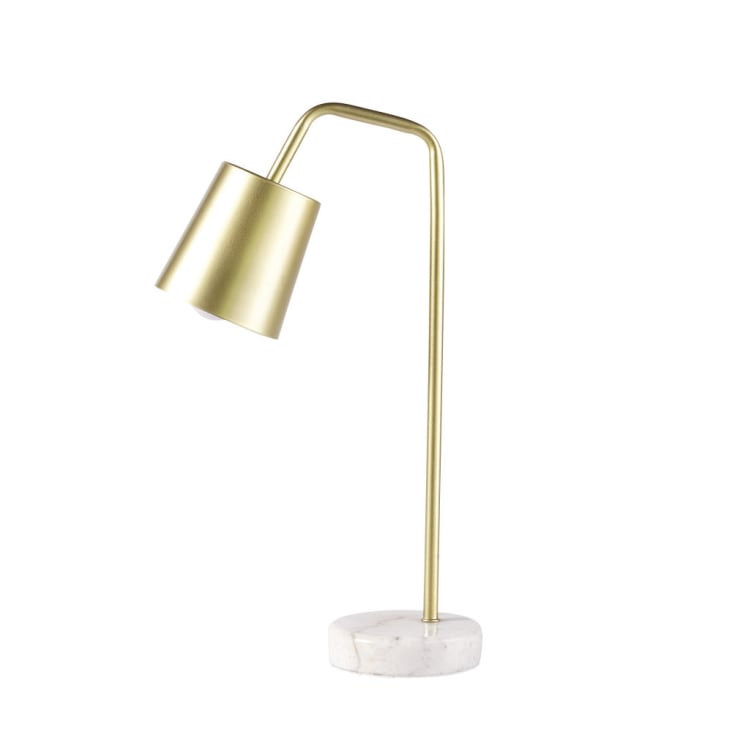 Lámpara de escritorio de metal dorado y mármol blanco-ZEN MARKET