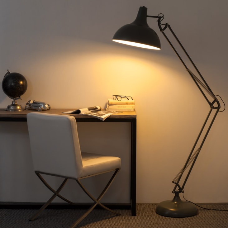 Lámpara de pie orientable de metal gris-Disco ambiance-5