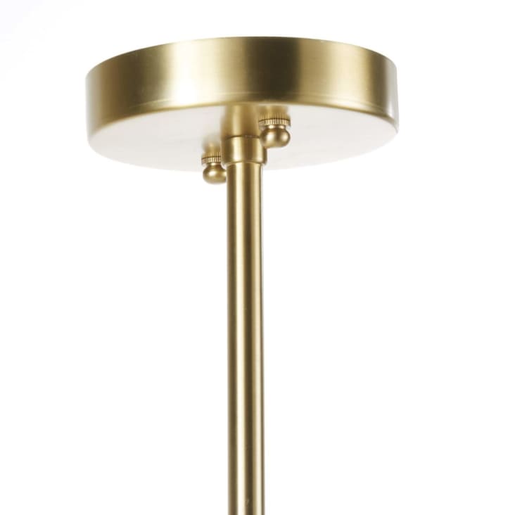 Lámpara de techo con 6 bolas de cristal opalino y metal dorado-NASH cropped-2
