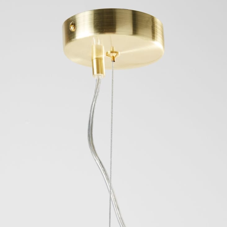 Lámpara de techo con varias bolas de cristal ámbar y metal dorado-ROSEWELL cropped-2