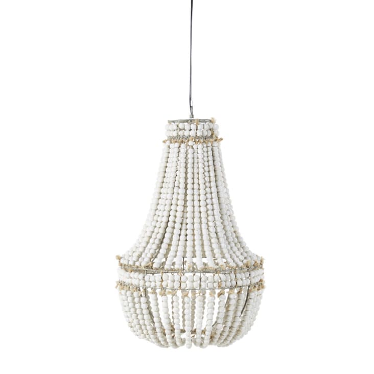 Lámpara de techo de perlas de abeto blanco y metal con efecto envejecido-SALOME