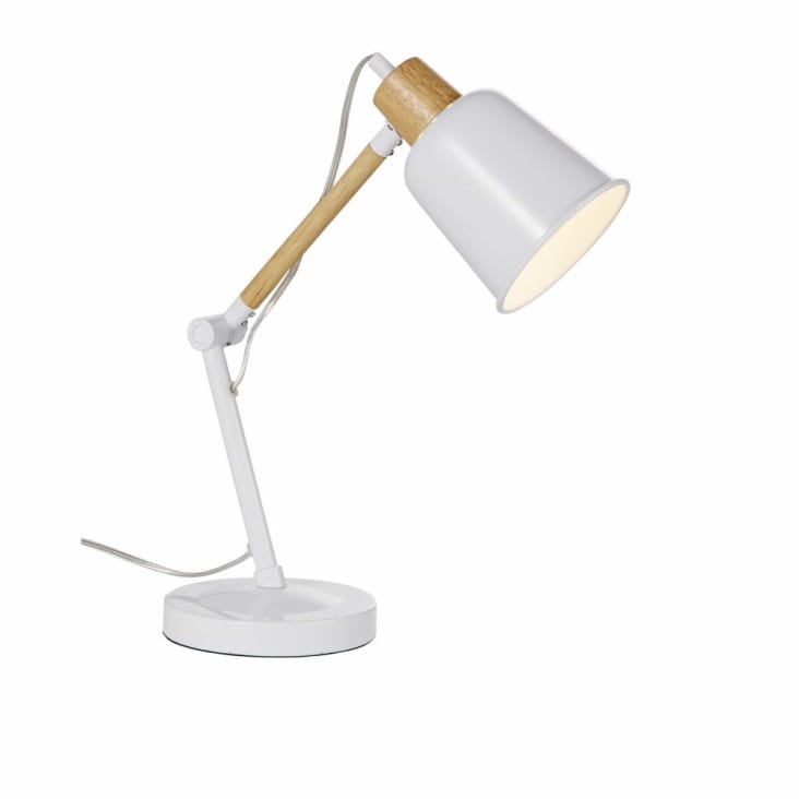 Lampe de bureau en métal blanc et hévéa-PIXIE cropped-3