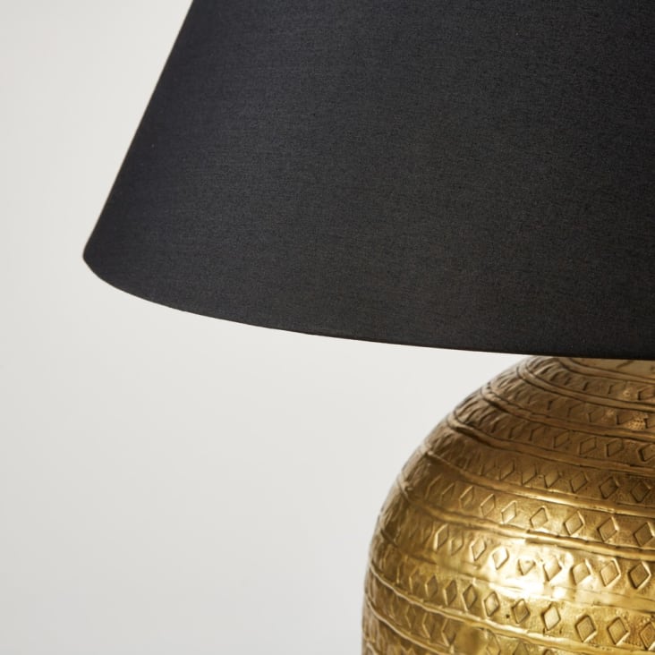 Lampe en métal bronze et abat-jour noir-Maduraï detail-3