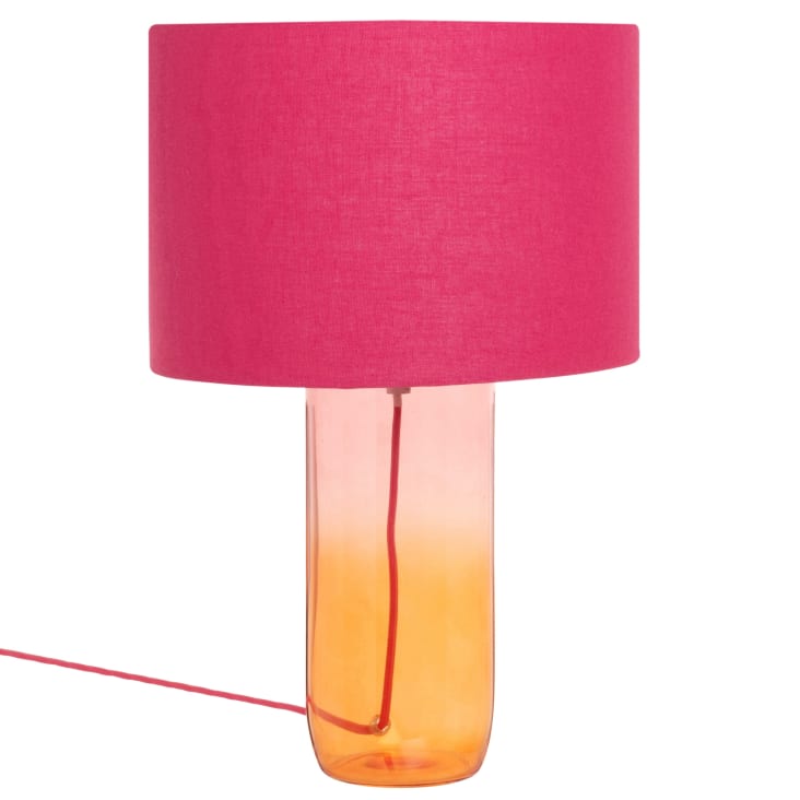 Lampe en verre orange et abat-jour en polyester recyclé rose MIRAGAIA | Maisons du Monde