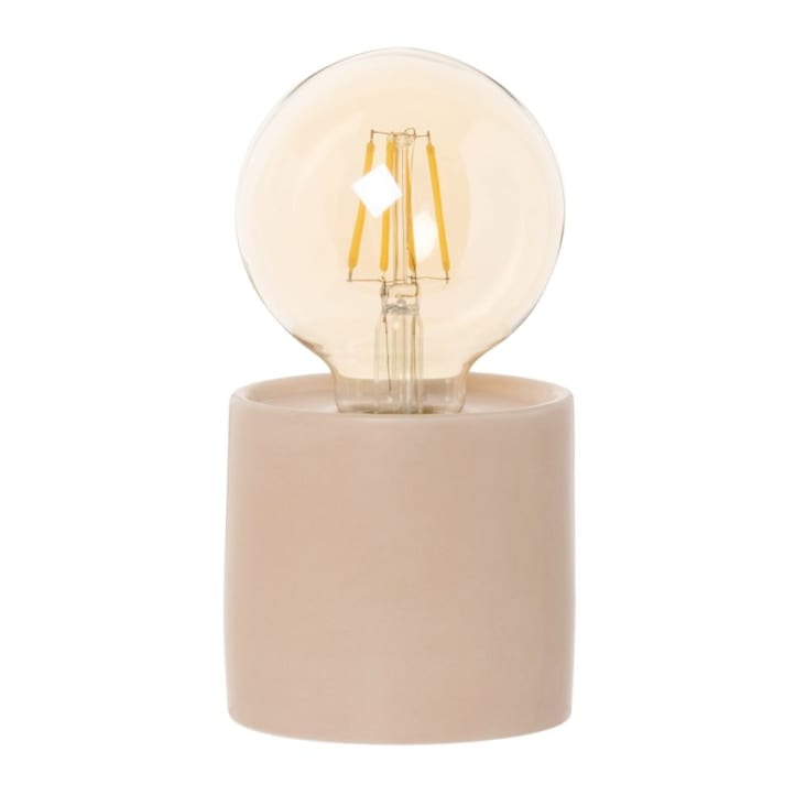 Lampe globe en verre et argile rose H16-Sienna