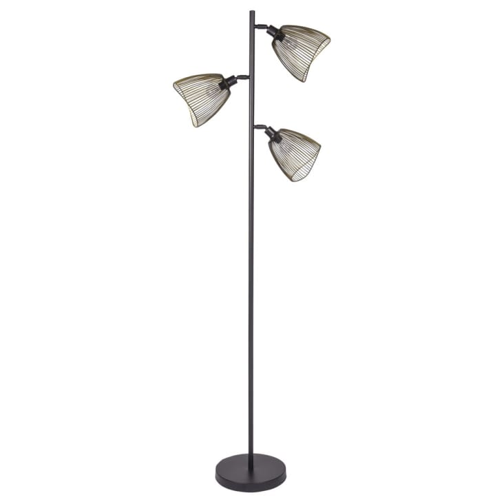 Lampe mit 3 Spots aus Metall in Schwarz und Gold H165-Phaona