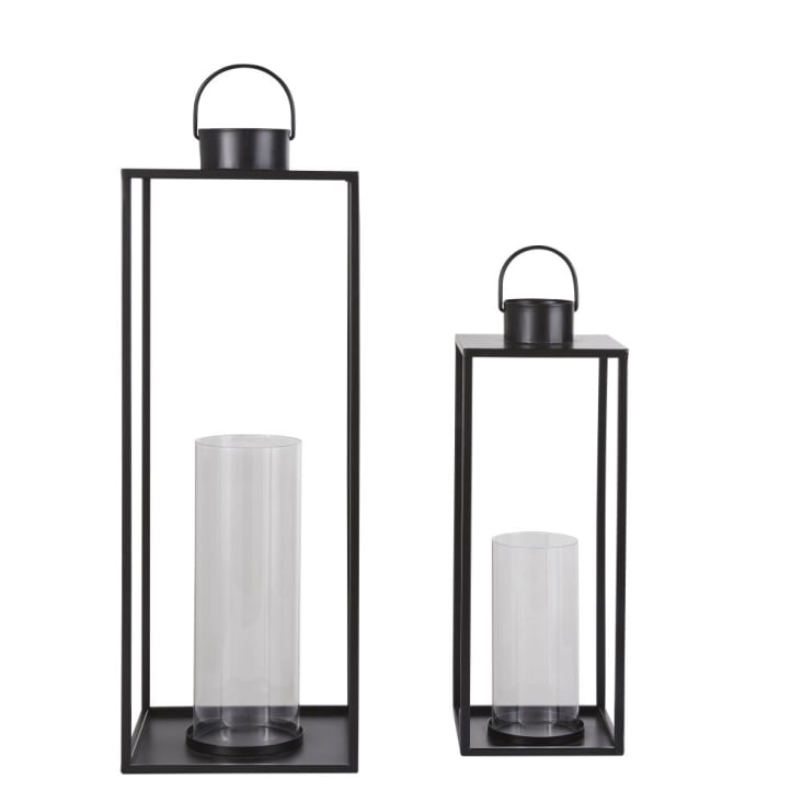 Lanternes d'extérieur en verre et métal noir (x2) H70-GRAFTON