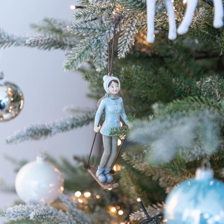 praktijk kloon Fluisteren Lichtblauwe, witte en taupe kerstdecoratie met skiester | Maisons du Monde