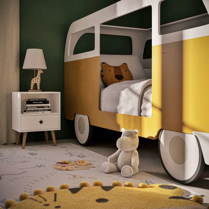 Lit van enfant 90x190 blanc et marron ecureuil Brisbane Maisons du Monde