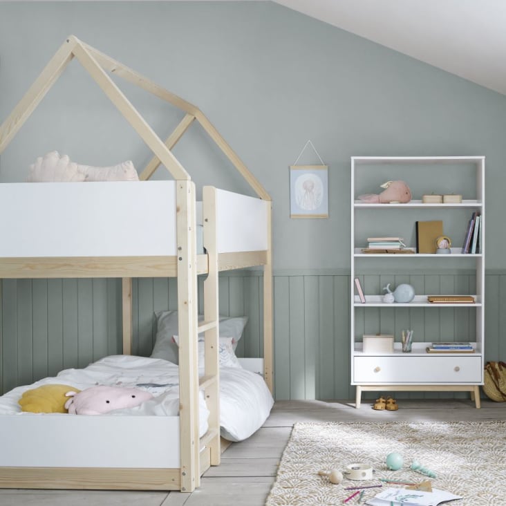 Lit superposé Kid House bed avec échelle rectangulaire-lit en hauteur  enfant avec