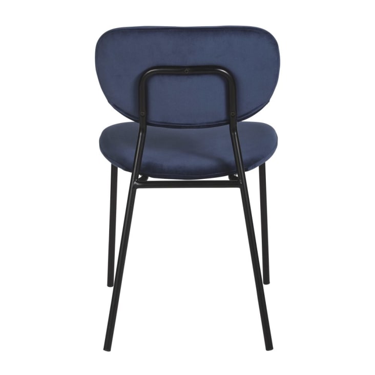 Lot de 2 chaises professionnelles en métal noir et velours bleu marine-Oscarine Business cropped-4