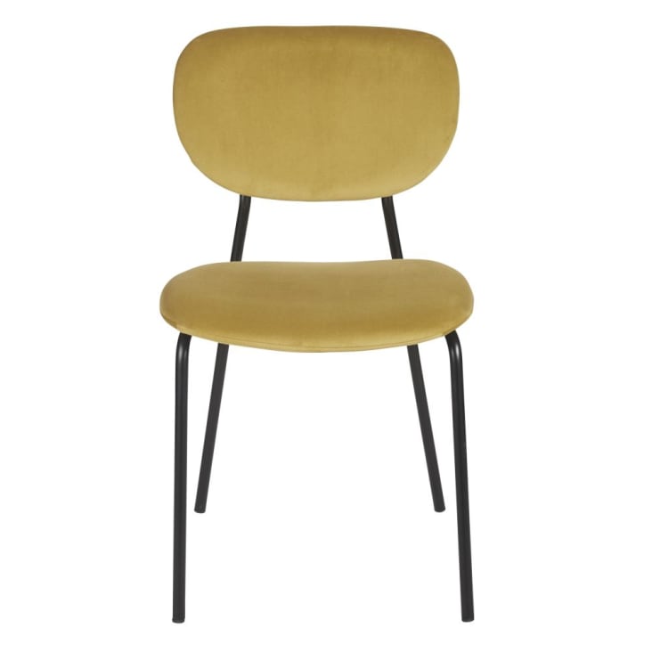 Lot de 2 chaises professionnelles en métal noir et velours jaune moutarde-Oscarine Business cropped-3