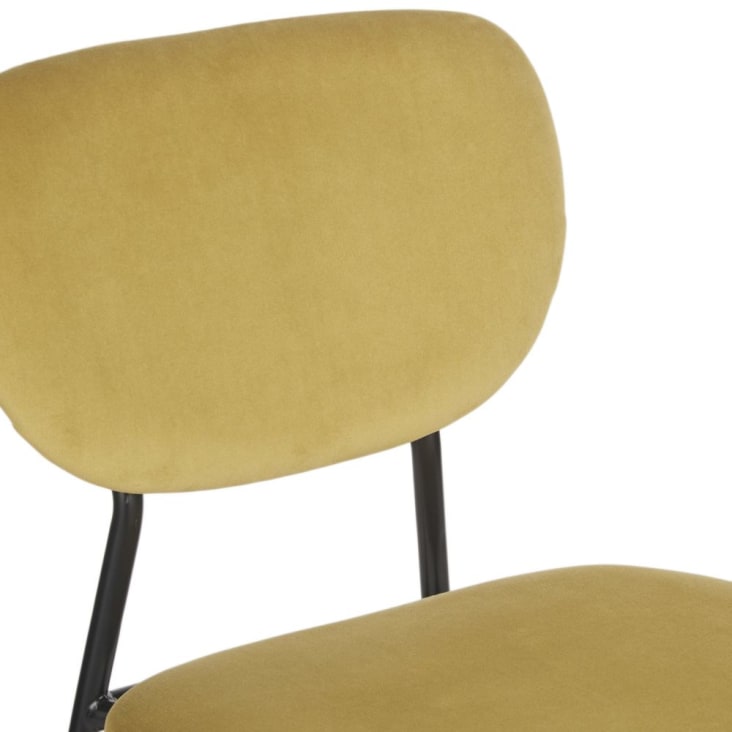 Lot de 2 chaises professionnelles en métal noir et velours jaune moutarde-Oscarine Business cropped-5