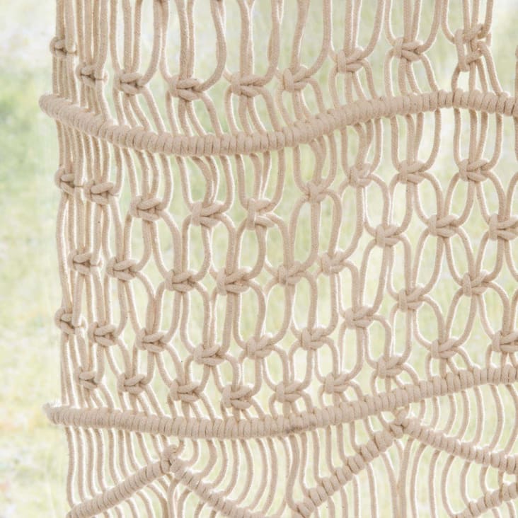 Makramee-Vorhang aus naturfarbener Baumwolle 105x250, 1 Vorhang-Macrama detail-1