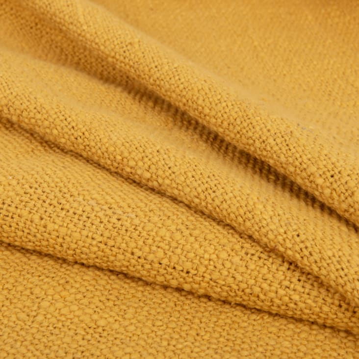 Manta de algod n amarillo ocre 170 x 130 OFIR Maisons du Monde