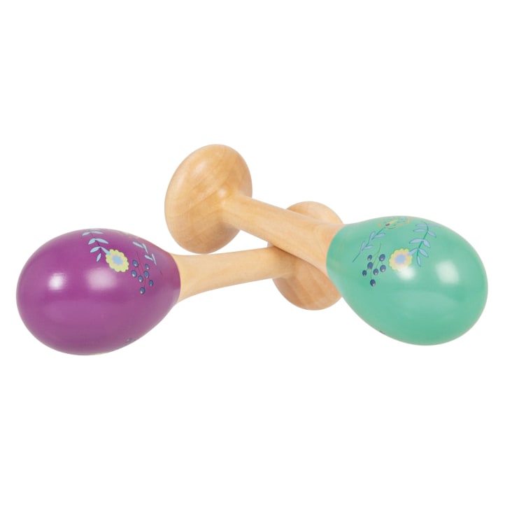 12 Mini Maracas En Bois Colorées - Pour Enfants - Éveil Musical Et Sensoriel - Forme D'œuf