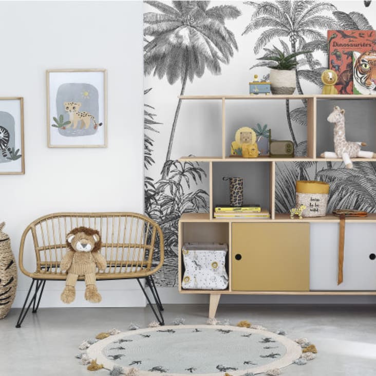 Mueble almacenaje Salón en color Blanco y Madera- Hipopótamo