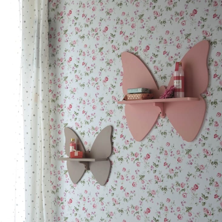 Mensole da parete a farfalla rosa e talpa (x2) Butterfly