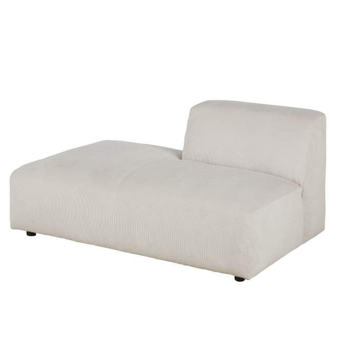 Méridienne Gauche En Velours Côtelé Beige PINETA - 180x115x67 Cm, Structure Bois, Déhoussable - Canapé D'angle Design