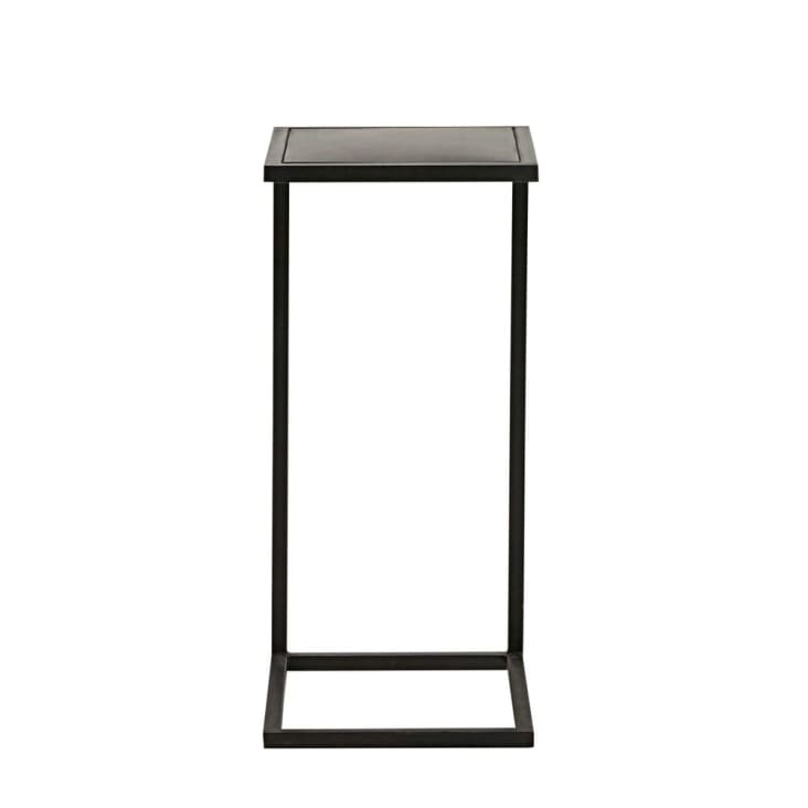 Mesa auxiliar redonda de metal, mesita de noche de metal con pedestal  decorativo de hierro, mesa decorativa para el hogar y la oficina (negro)