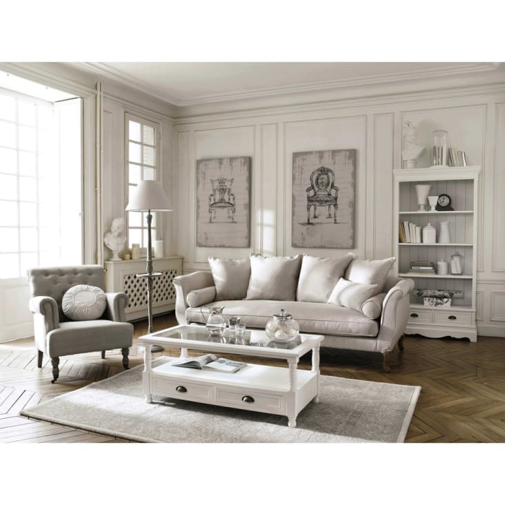 Mesa baja de 2 cajones blanca blanca-Joséphine ambiance-1