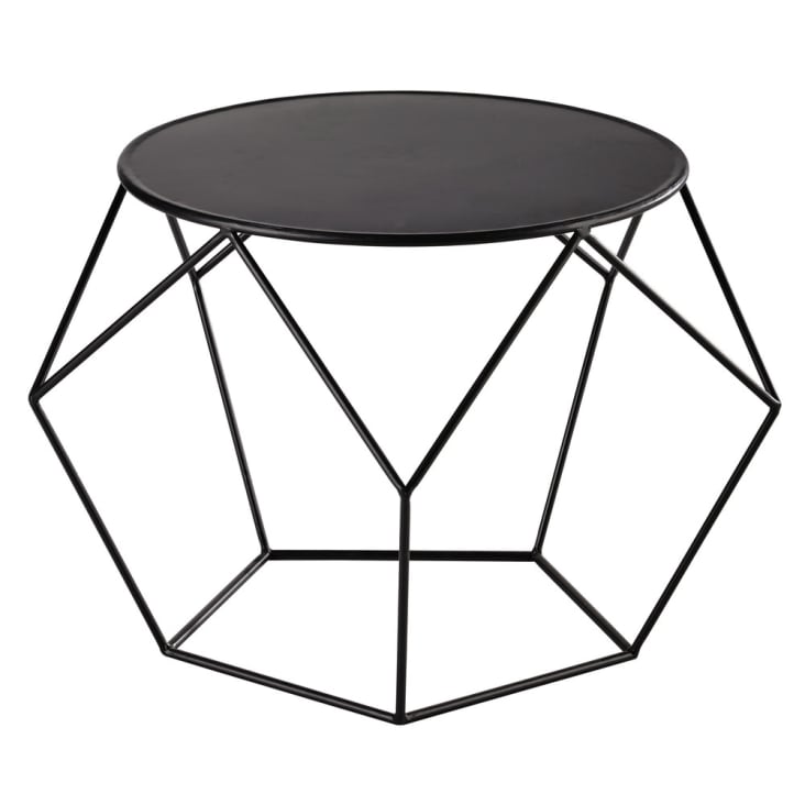 Mesa baja redonda de metal negra-Prism