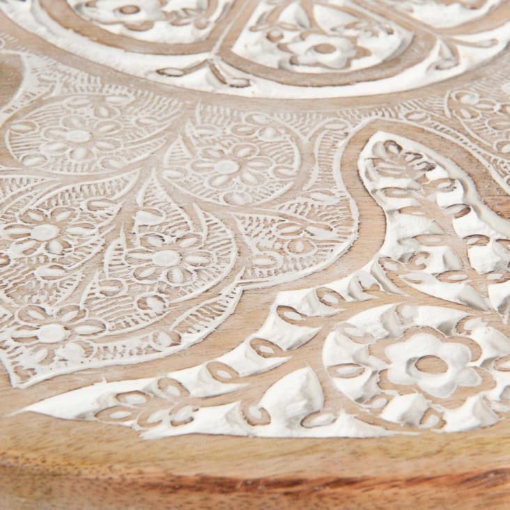Mesa de apoio de madeira de mangueira esculpida-Vinaya detail-4