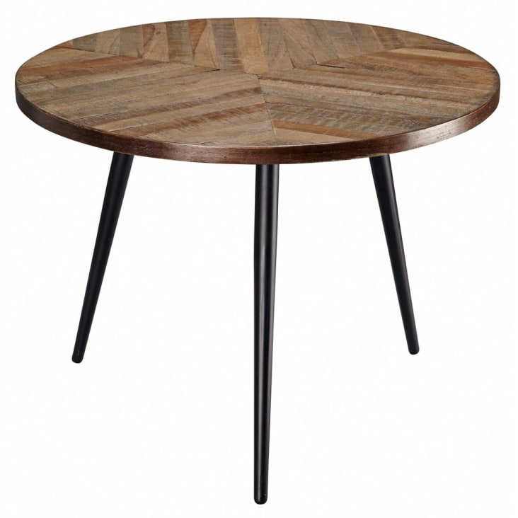 Mesa de apoio de madeira de teca e metal preto-Melchior