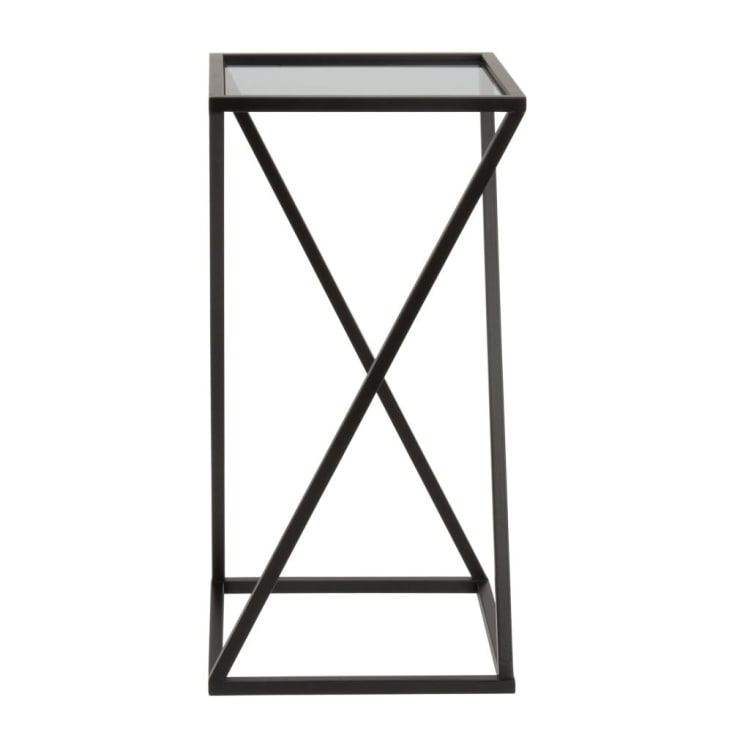 Mesa de apoio de metal preto e vidro-PIAZZELA