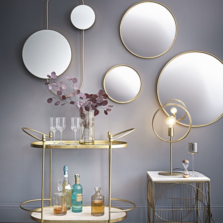 Mesa de apoio de vidro, metal dourado e mármore branco-BONNIE ambiance-4