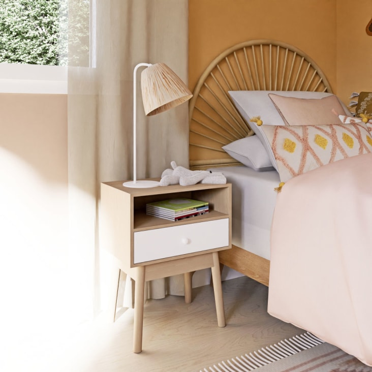 Mesa de cabeceira com 1 gaveta branca e natural-Spring ambiance-4