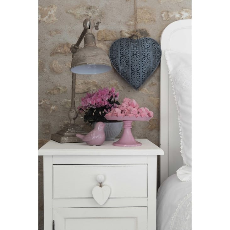 Mesa de cabeceira com gaveta de madeira branca comprimento 40 cm-Valentine ambiance-6