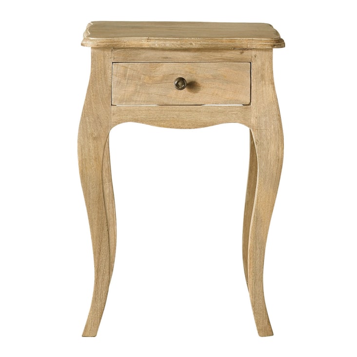 Mesa de cabeceira com gaveta de madeira de mangueira e acácia-Colette