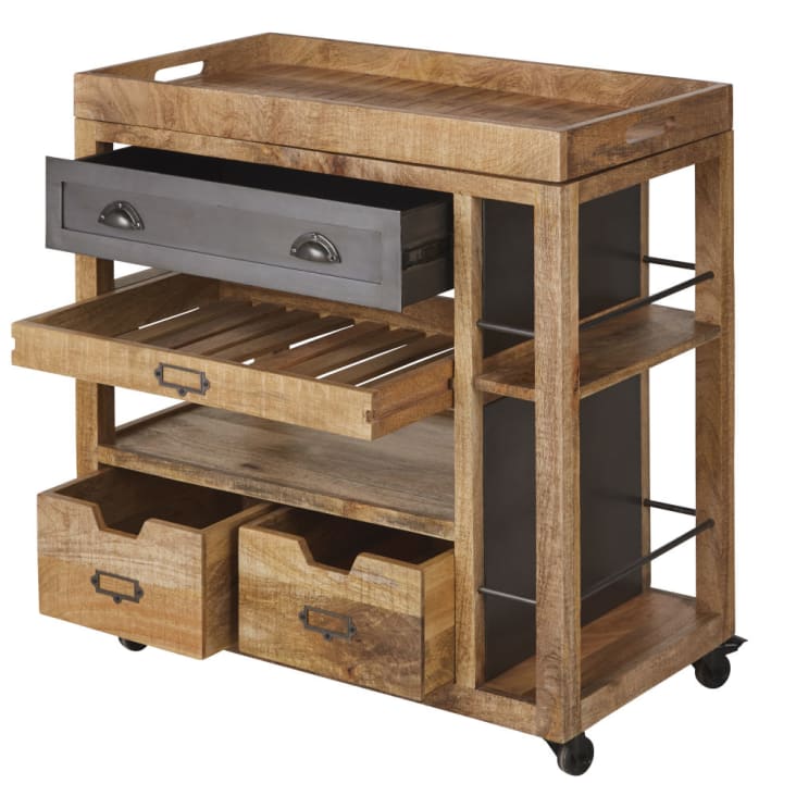Mesa de cocina auxiliar de madera Melchior