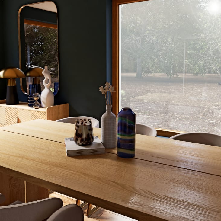 Mesa de comedor de madera de roble maciza beige para 8/10 personas, L. 200-Aoka ambiance-5