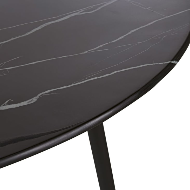 Mesa de comedor efecto mármol negro y metal color latón y negro para 5/6 personas, 120 cm de diámetro-Phea cropped-3