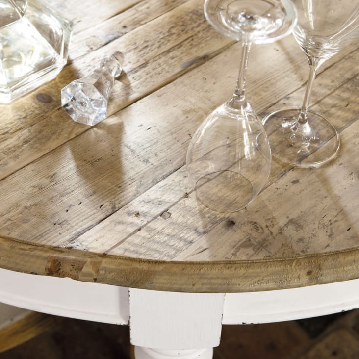 Mesa de comedor extensible en madera reciclada y madera de álamo de 6/14 personas con ruedas L.125/325-Provence detail-4