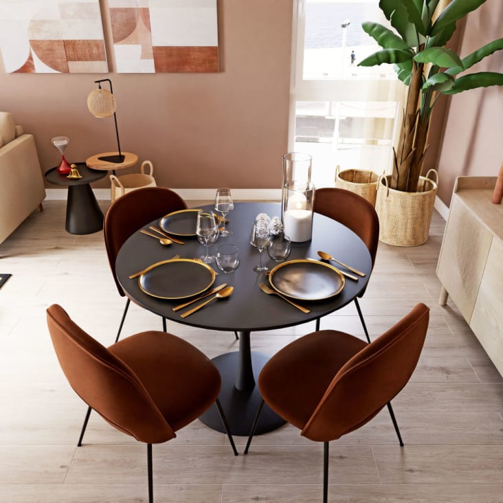 Mesa de comedor para 4/5 personas negra de 100 cm de diámetro-Circle ambiance-6