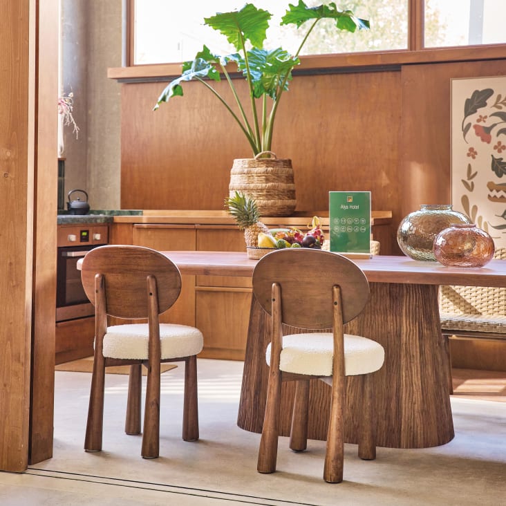 Mesa de comedor industrial rectangular de madera de acacia maciza