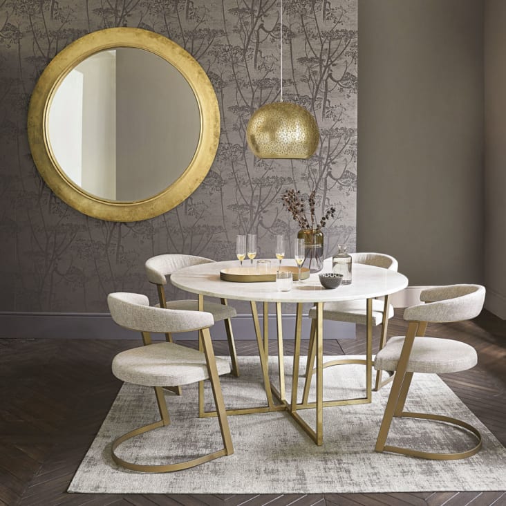 Mesas nido, mesa de centro redonda de mármol, base de metal, dorada, juego  de 2 salones o salón