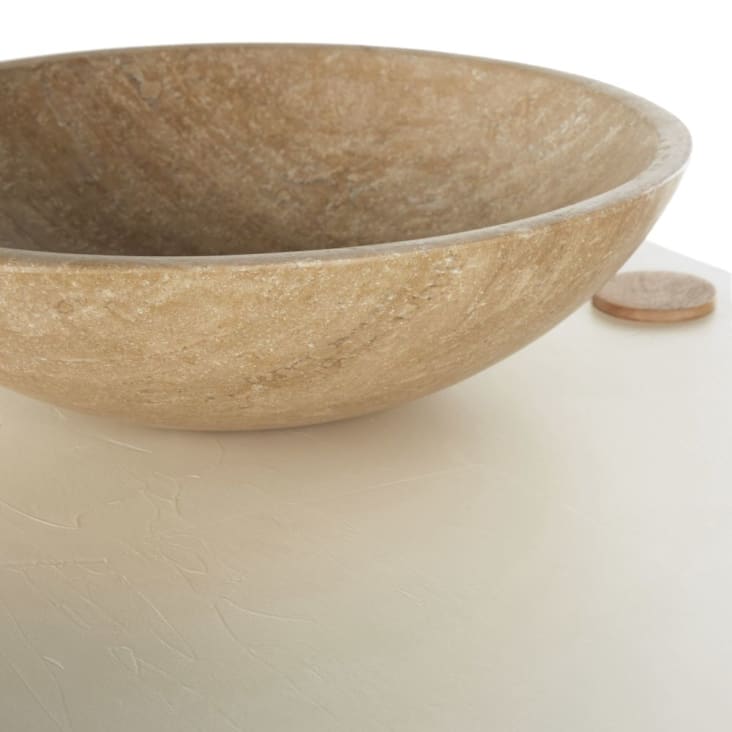 Meuble 2 vasques en bois de manguier beige et blanc crème-SARTENE cropped-4